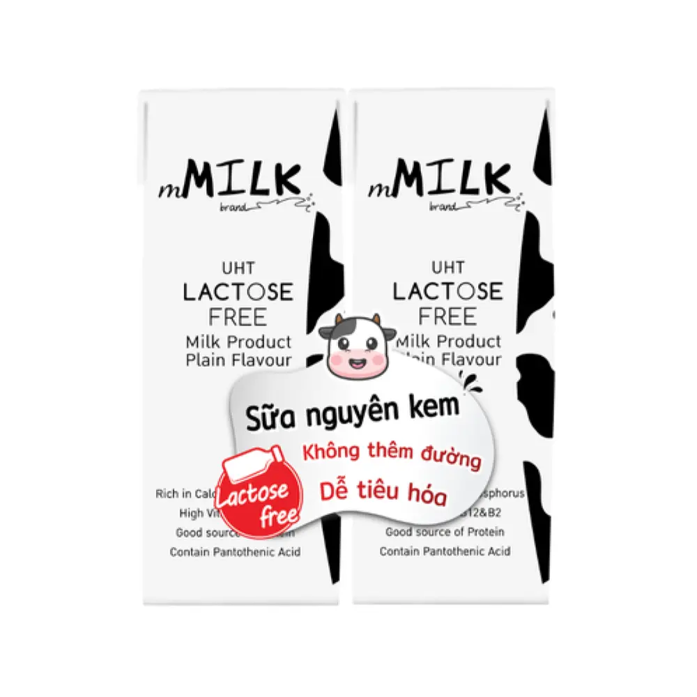 Sữa Nguyên Kem Không Thêm Đường, UHT Lactose Free Full Cream Milk, 2 Hộp (360ml) - MMILK