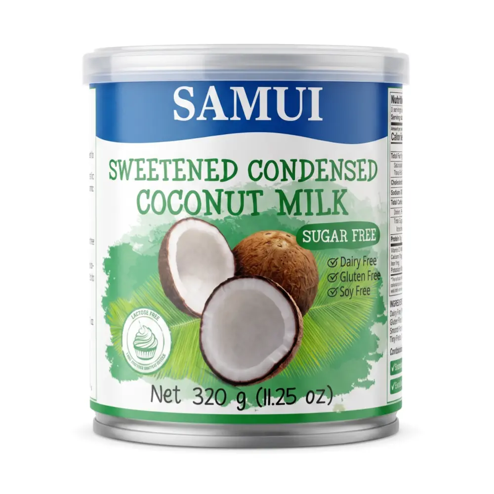Sữa Đặc Thuần Chay Dừa Không Đường, Sweetened Condensed Coconut Milk, Sugar Free, Dairy Free, 11.25 oz (320g) - SAMUI