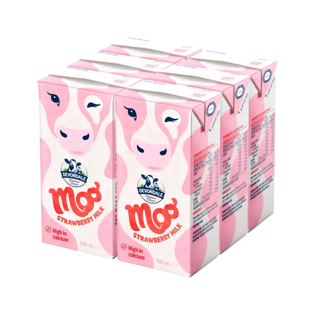 Sữa Tươi Tiệt Trùng Hương Dâu, Moo, Strawberry Milk, 6 Hộp (1200ml) - DEVONDALE