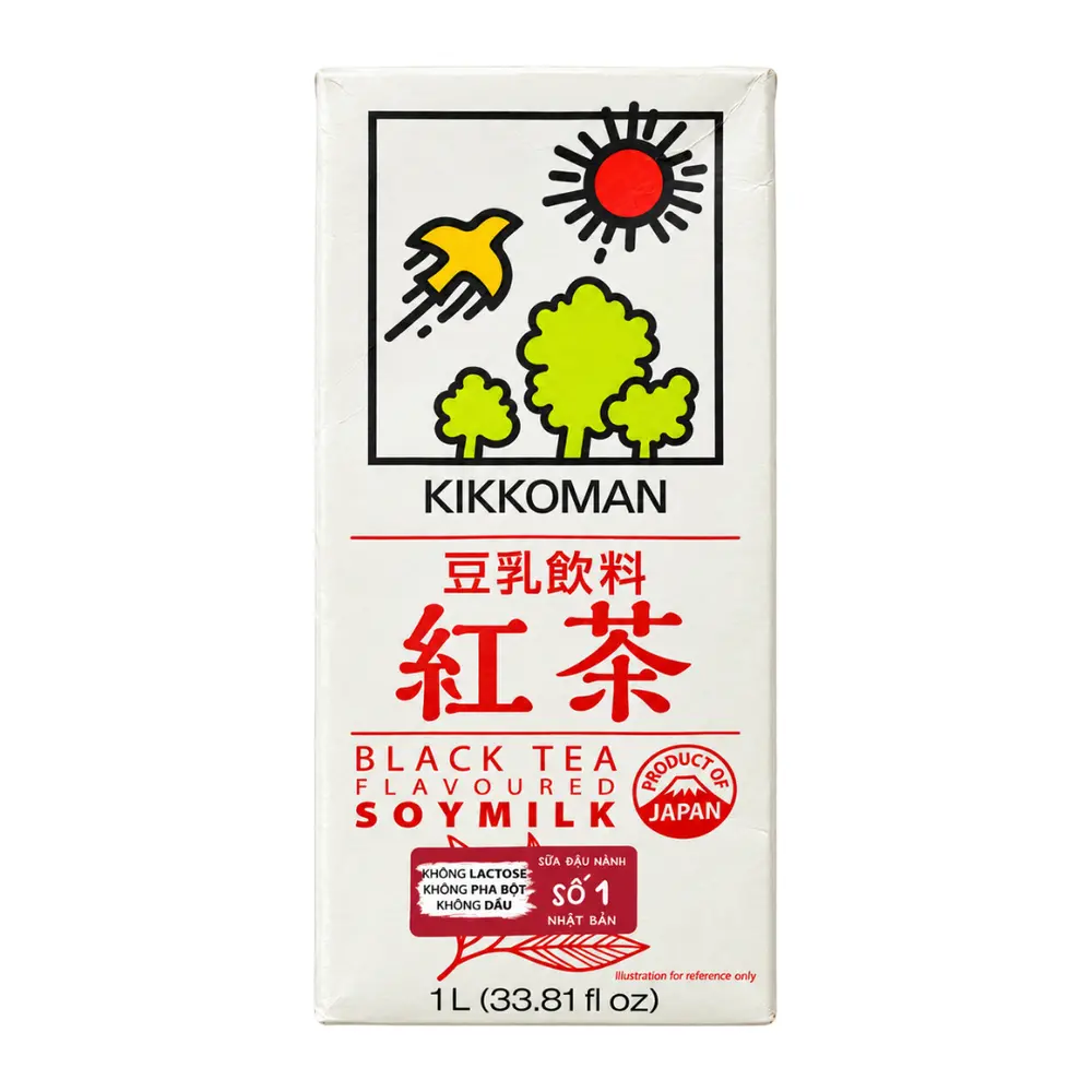 Sữa Đậu Nành Vị Trà Đen, Black Tea Flavoured Soy Milk, 33.81 fl oz (1L) - KIKKOMAN