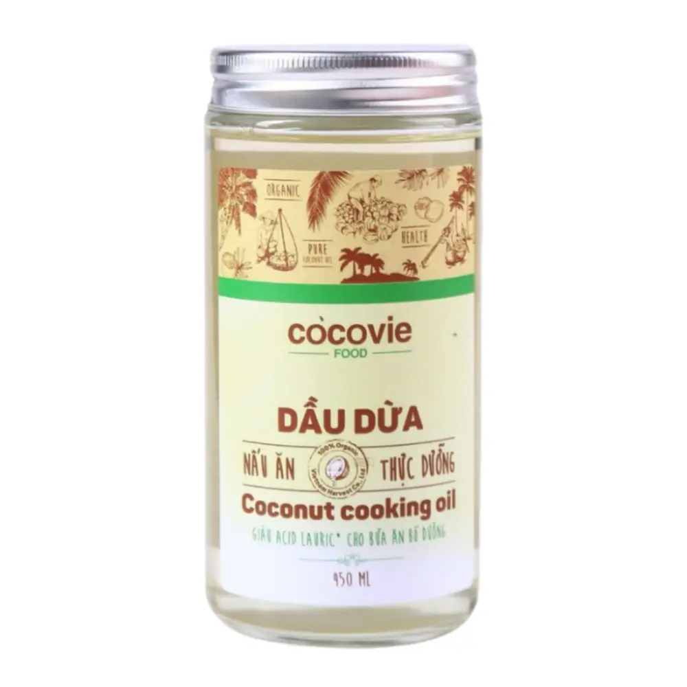 Dầu Dừa Nấu Ăn Thực Dưỡng, Coconut Cooking Oil (450ml) - COCOVIE
