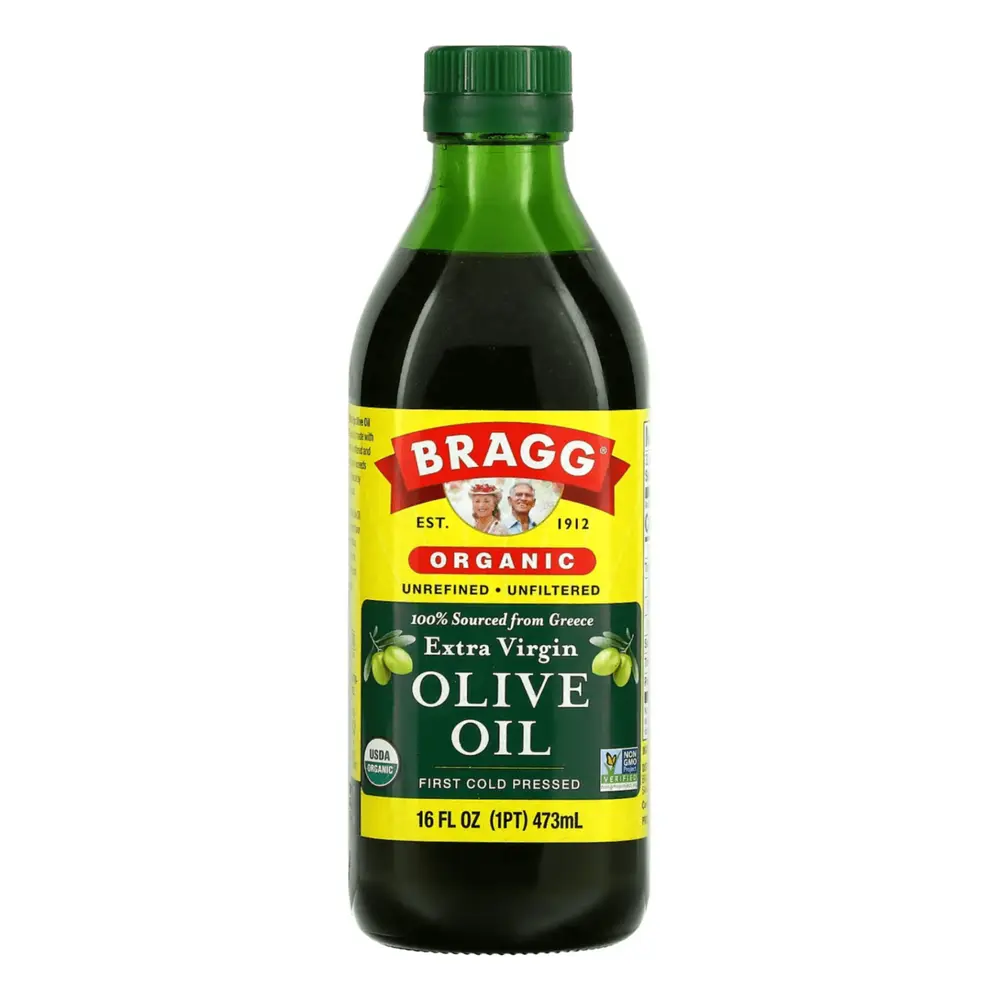 Dầu Oliu Tinh Khiết Ép Chậm Hữu Cơ, Organic Unfiltered Extra Virgin Olive Oil, First Cold Pressed, 16 fl oz (473ml) - BRAGG
