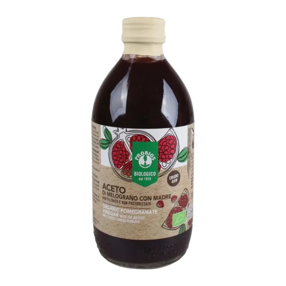 Giấm Lựu Hữu Cơ (Có Giấm Cái), Organic Pomegranate Vinegar with the Mother (500ml) - PROBIOS