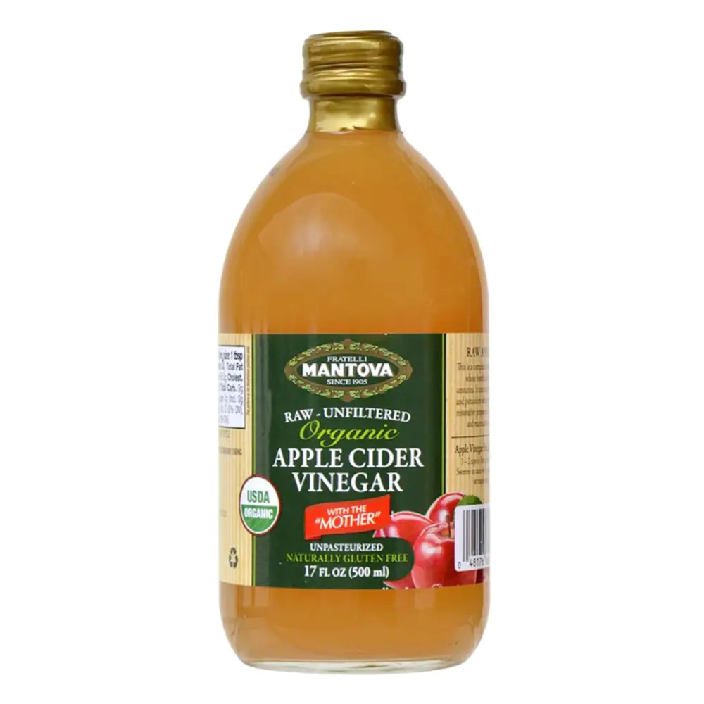 Giấm Táo Hữu Cơ Có Giấm Cái, Raw Unfiltered Organic Apple Cider Vinegar with The Mother, 17 fl oz (500ml) - FRATELLI MANTOVA