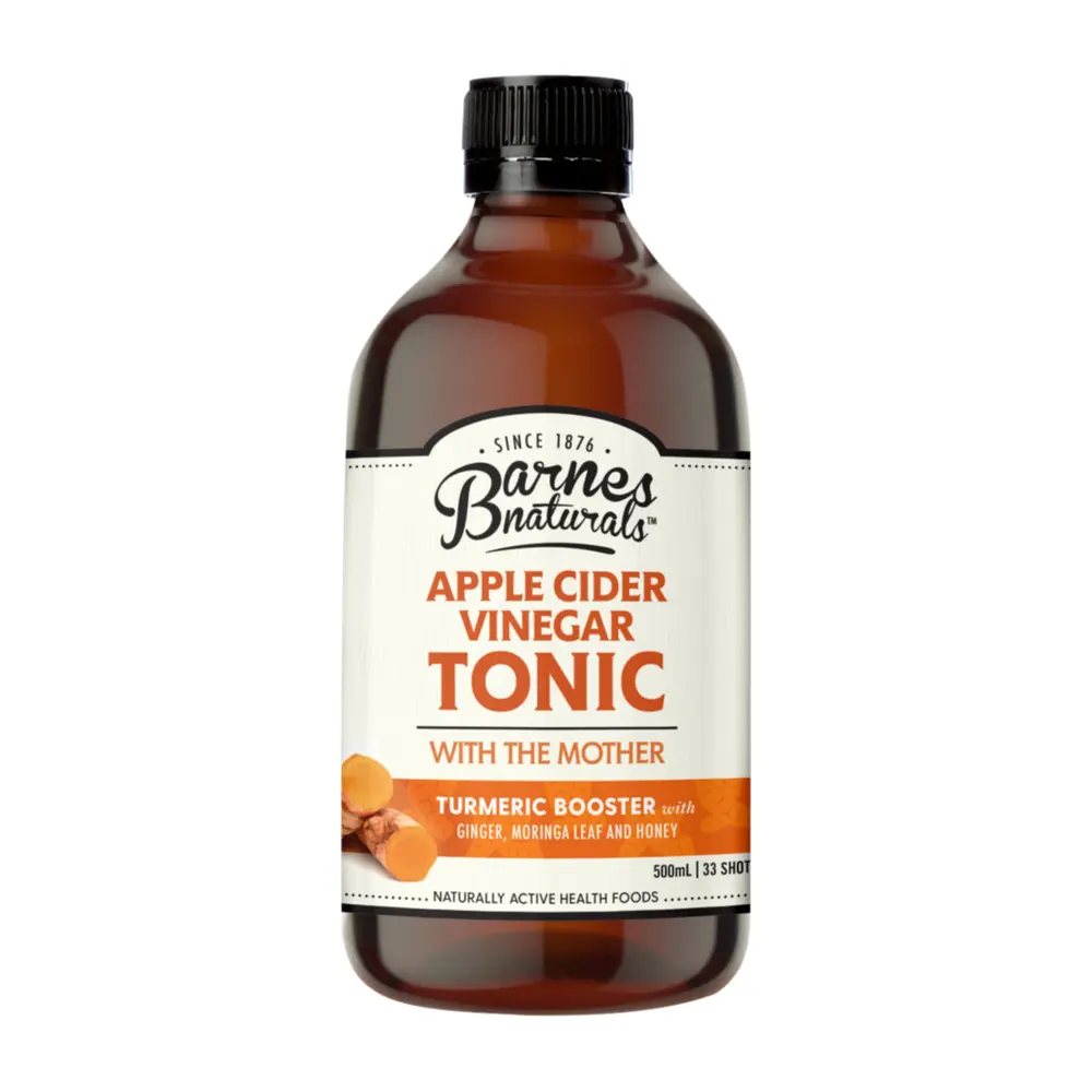 Giấm Táo Nghệ Tonic, Có Giấm Cái, Apple Cider Vinegar Tonic, with The Mother & Turmeric Booster (500ml) - BARNES NATURALS