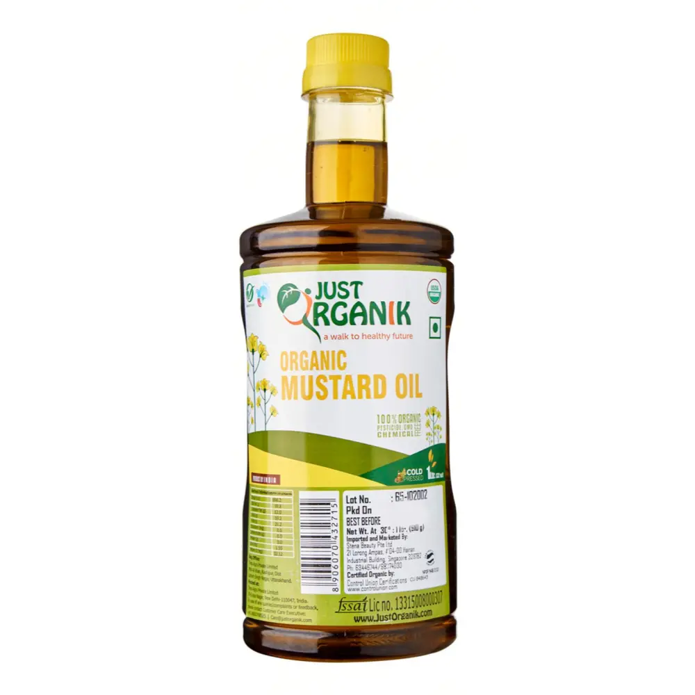 Dầu Mù Tạt Hữu Cơ, Organic Mustard Oil, Wood Cold Pressed (1L) - JUST ORGANIK