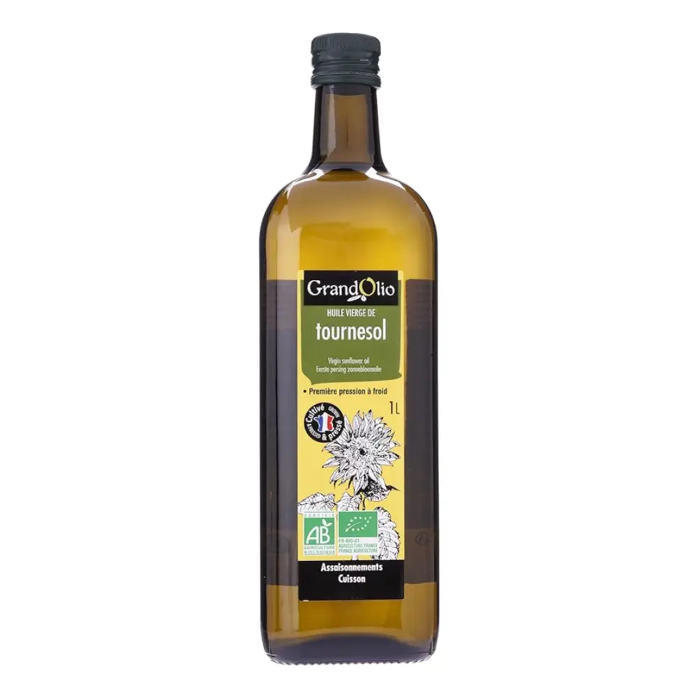 Dầu Ăn Hướng Dương Hữu Cơ, Huile de Tournesol Désodorisée, Organic Sunflower Oil (1L) - GRAND OLIO