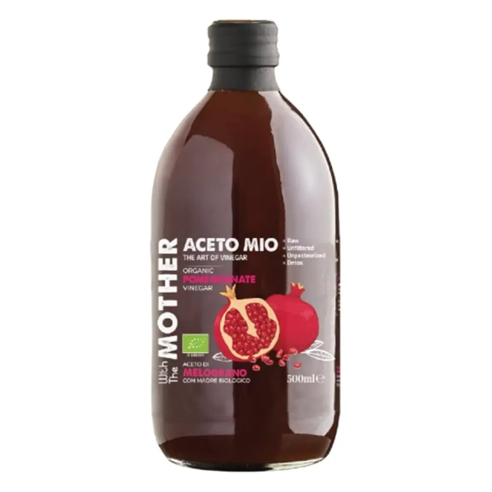 Giấm Lựu Hữu Cơ Có Giấm Cái, Organic Pomegranate Vinegar with The Mother (500ml) - ACETO MIO