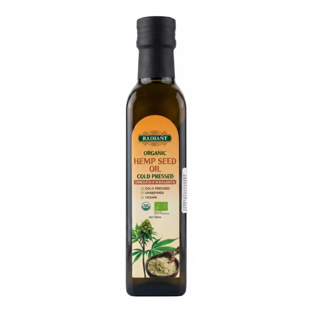 Dầu Hạt Gai Dầu Hữu Cơ Ép Lạnh, Organic Cold-Pressed Hemp Seed Oil (250ml) - RADIANT