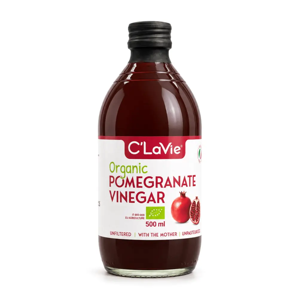 Giấm Lựu Hữu Cơ Có Giấm Cái, Organic Pomegranate Vinegar with The Mother (500ml) - C'LAVIE