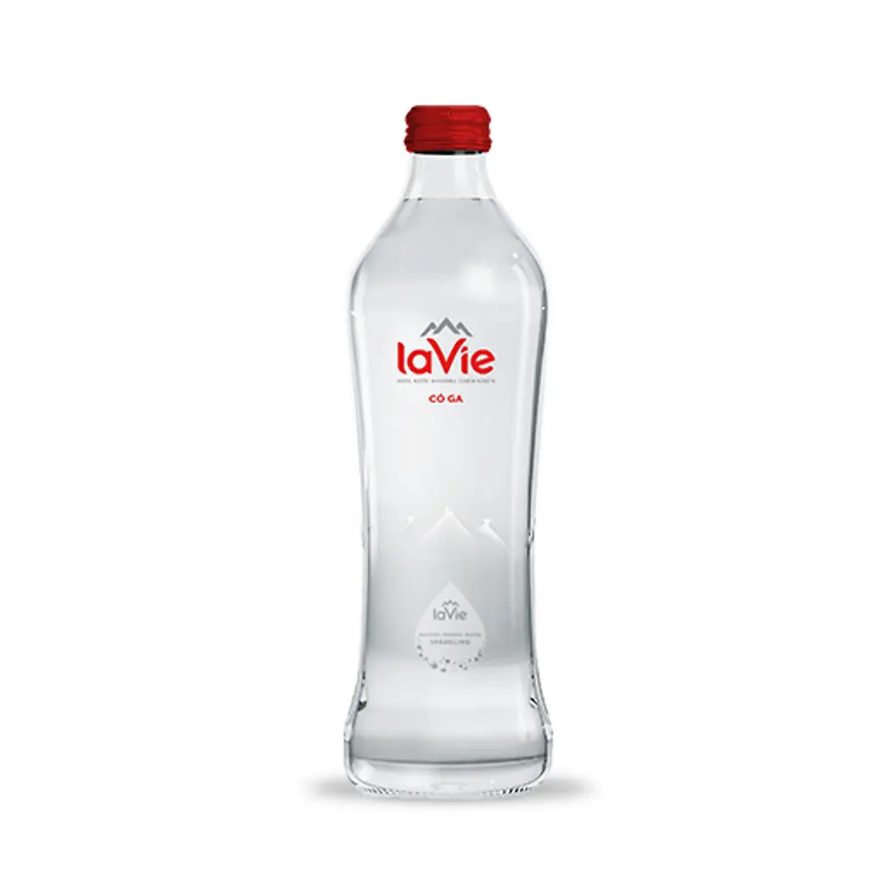 Nước Khoáng Thiên Nhiên Có Ga, Sparkling Natural Mineral Water, Glass Bottle (450ml) - LA VIE