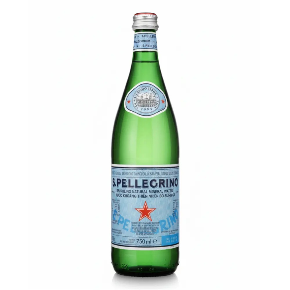 Nước Khoáng Có Ga, Sparkling Natural Mineral Water, Glass Bottle (750ml) - SAN PELLEGRINO