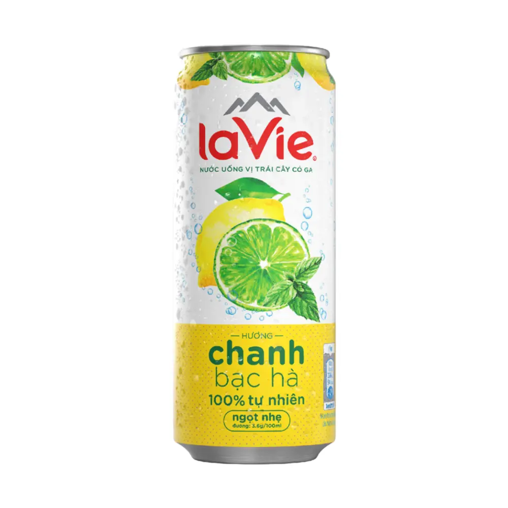 Nước Khoáng Có Ga Hương Chanh Bạc Hà, Sparkling Water, Lemon & Mint (330ml) - LA VIE