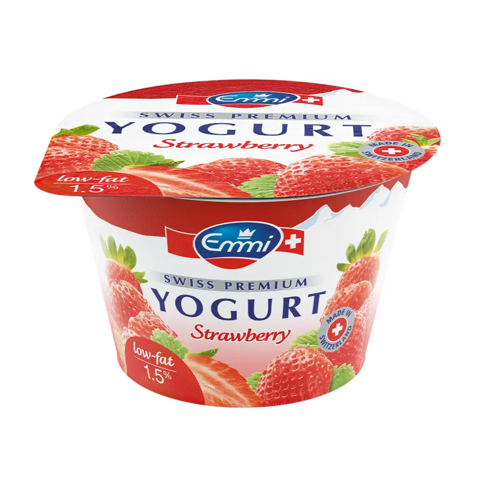 Sữa Chua Dâu Ít Béo, Swiss Premium Yogurt, Strawberry, 1.5% Fat (100g) - EMMI