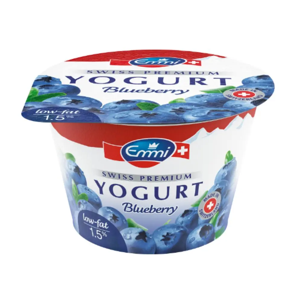 Sữa Chua Việt Quất Ít Béo, Swiss Premium Yogurt, Blueberry, 1.5% Fat (100g) - EMMI