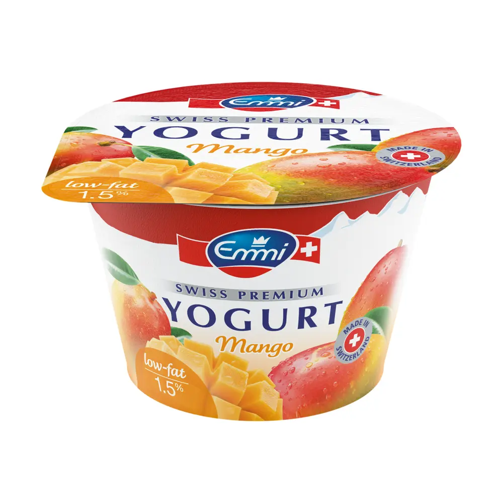 Sữa Chua Xoài Ít Béo, Swiss Premium Yogurt, Mango, 1.5% Fat (100g) - EMMI