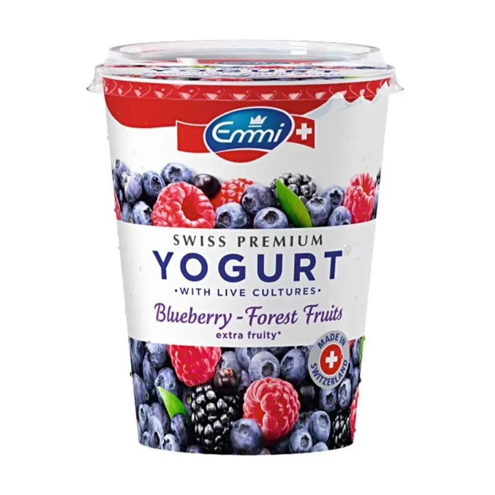 Sữa Chua Vị Việt Quất & Trái Cây Rừng, Swiss Premium Yogurt with Live Cultures, Blueberry Forest Fruits (450g) - EMMI