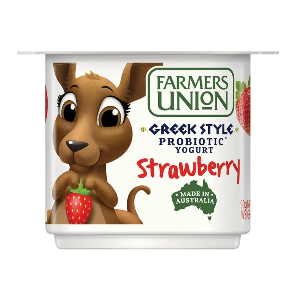 Sữa Chua Hy Lạp Dâu, Greek Style Probiotic Yogurt, Strawberry (90g) - FARMERS UNION