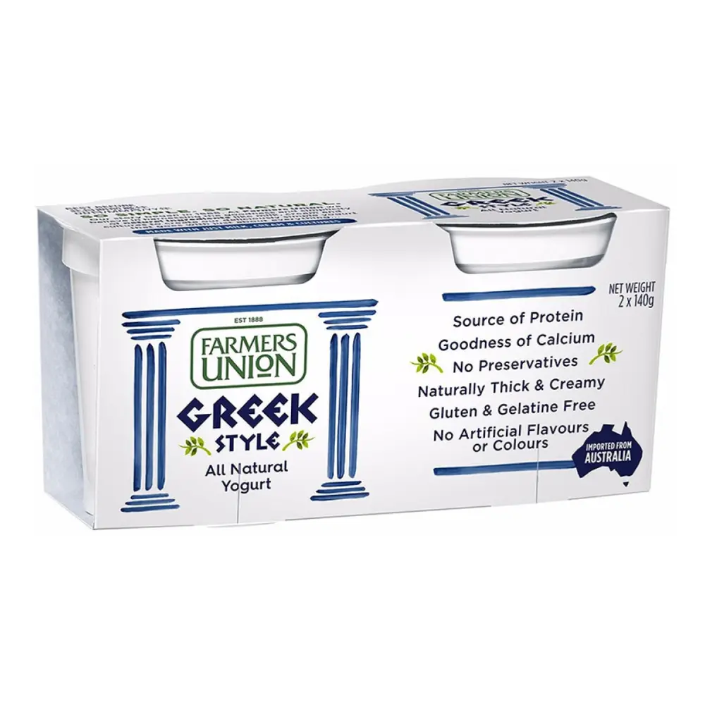 Sữa Chua Hy Lạp Nguyên Chất, Greek Style All Natural Yogurt, 2 Hộp (280g) - FARMERS UNION