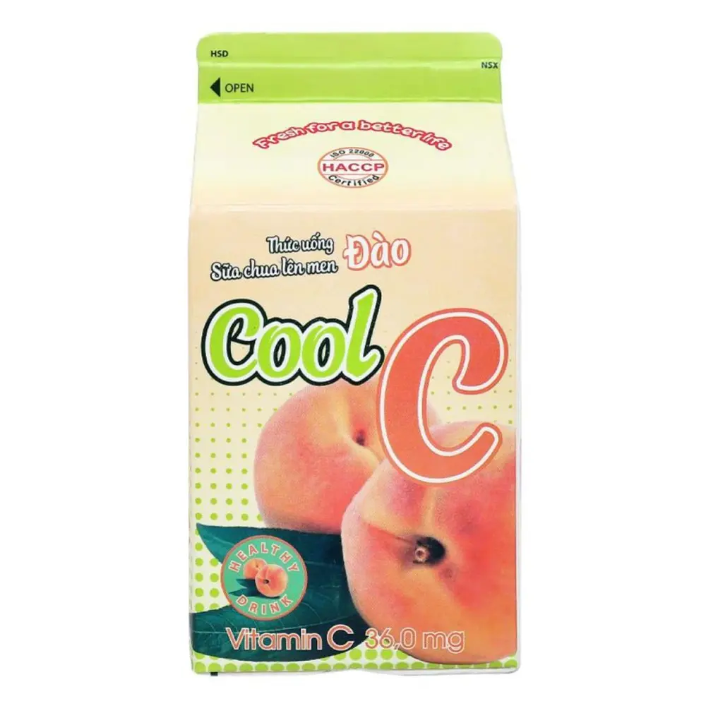 Sữa Chua Lên Men Đào, Cool C, Fermented Milk Drink, Peach (450ml) - DALAT MILK