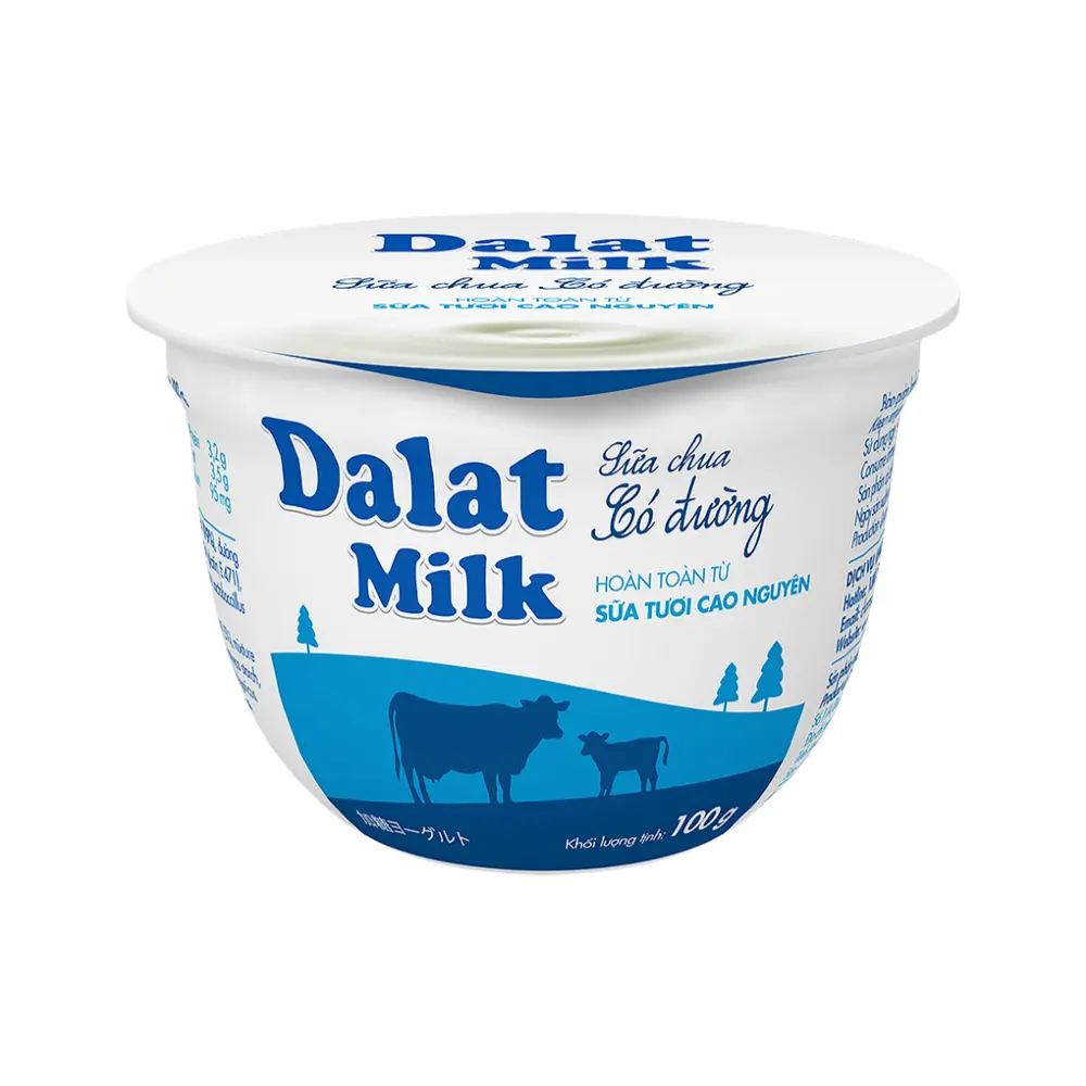 Sữa Chua Có Đường, Natural Plain Yogurt, Sweetened (100g) - DALAT MILK