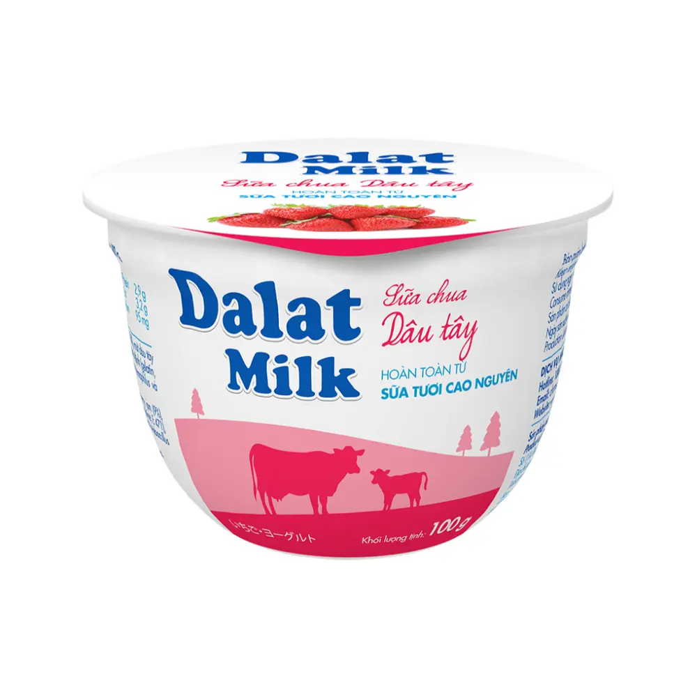 Sữa Chua Dâu Tây, Strawberry Yogurt (100g) - DALAT MILK
