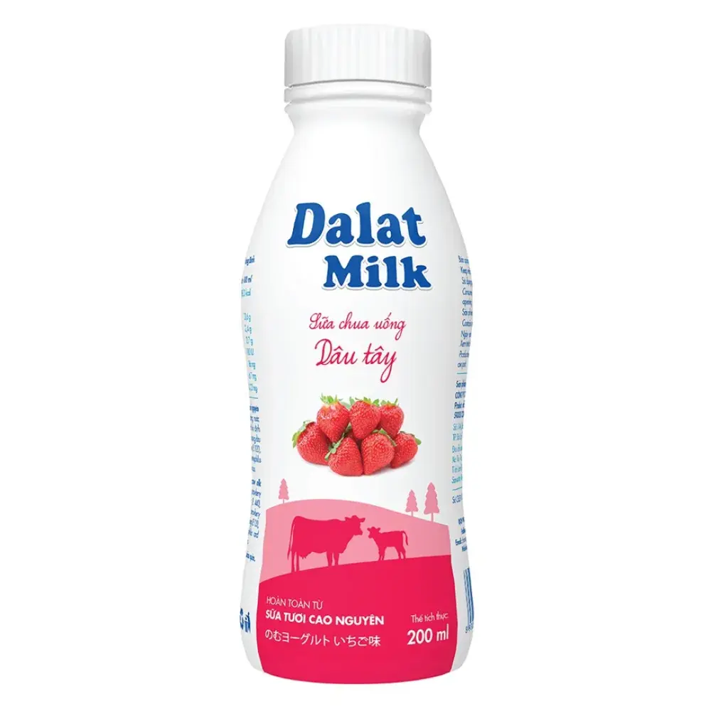Sữa Chua Uống Dâu Tây, Strawberry Yogurt Drink (200ml) - DALAT MILK