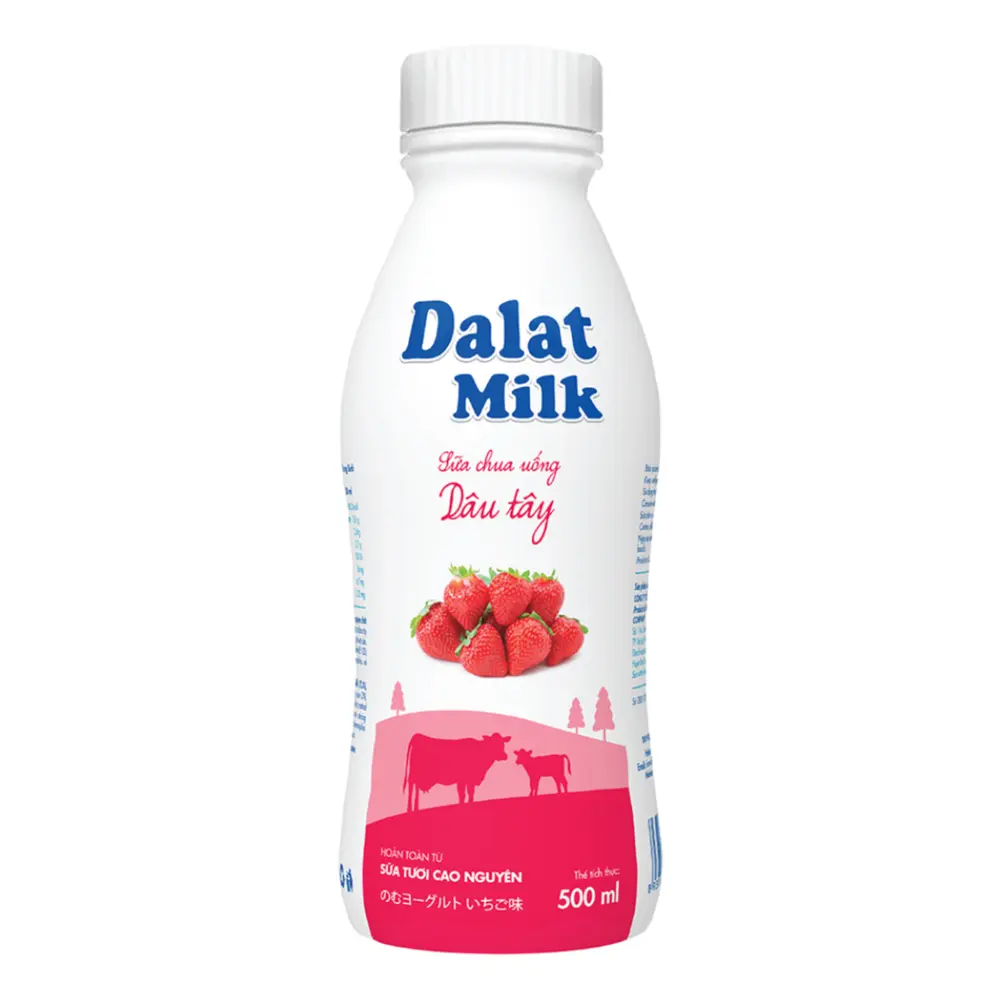 Sữa Chua Uống Dâu Tây, Strawberry Yogurt Drink (500ml) - DALAT MILK