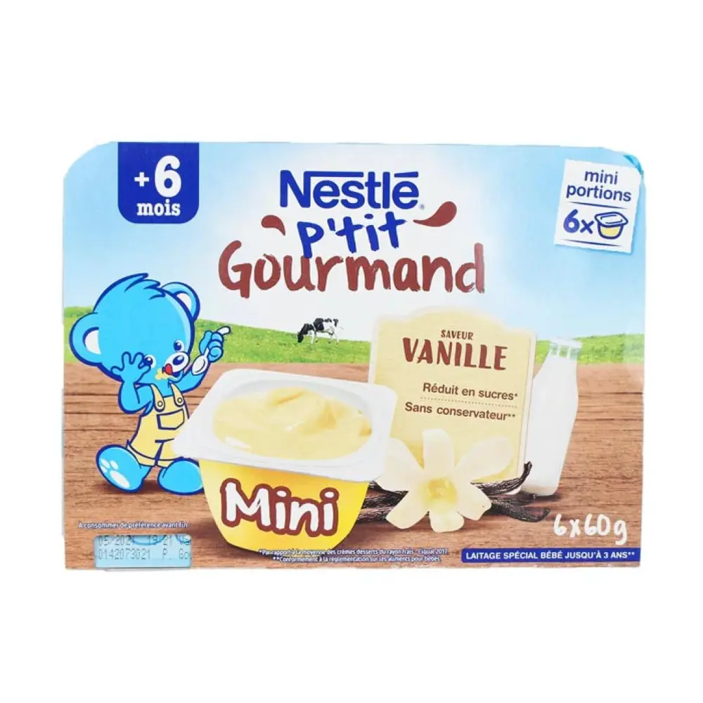 Váng Sữa Vị Vani, P`tit Gourmand, Vanille, 6 Hũ Mini (360g) - NESTLE