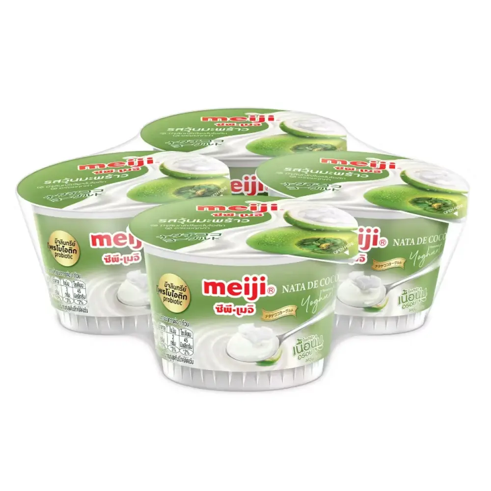 Sữa Chua Lợi Khuẩn Thạch Dừa, Yoghurt with Probiotic, Nata de Coco, 4 Hộp (360g) - MEIJI