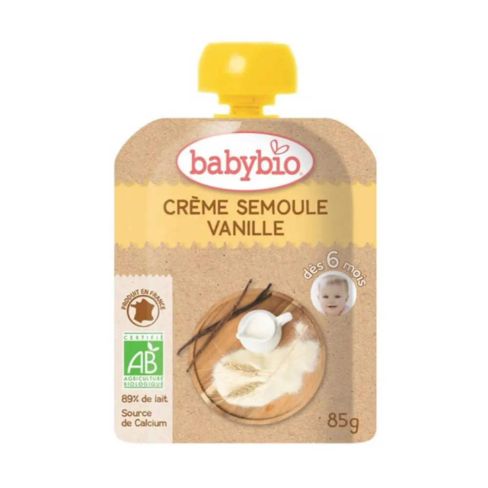 Váng Sữa Vani Hữu Cơ Cho Bé, Creme Semoule Vanille, 6+ Tháng (85g) - BABYBIO