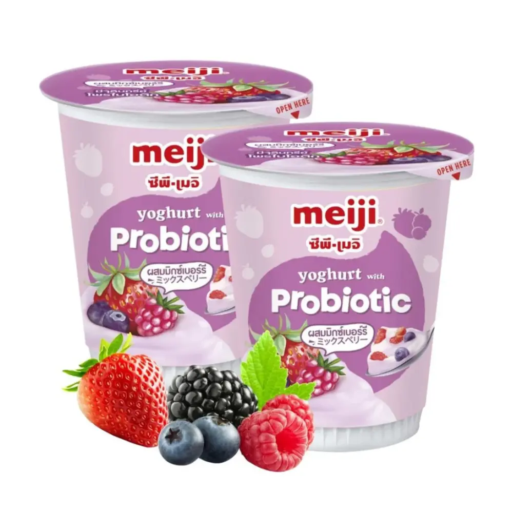 Sữa Chua Lợi Khuẩn Vị Quả Mọng, Yoghurt with Probiotic, Mixed Berries (135g) - MEIJI