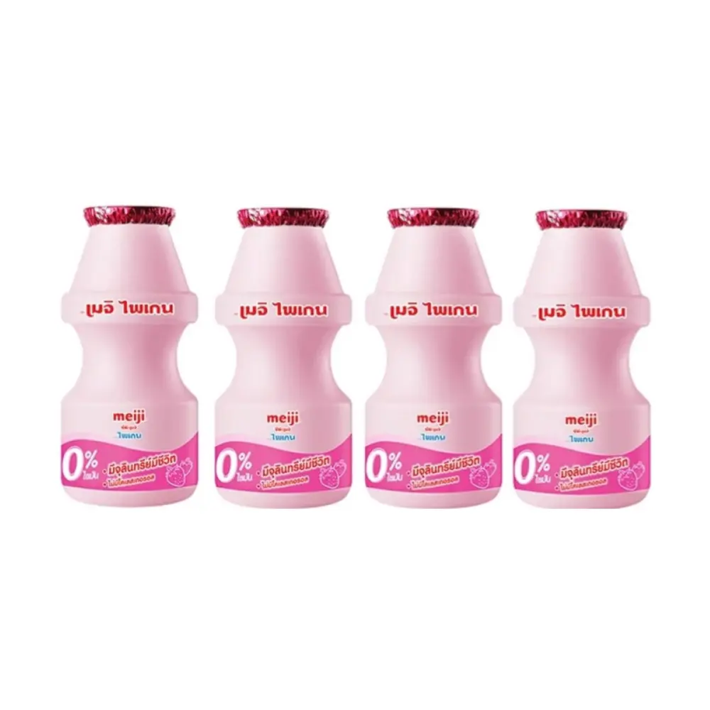 Sữa Chua Uống Hương Dâu Tây, Paigen, Strawberry Flavoured Drinking Yoghurt, 4 Chai (400ml) - MEIJI