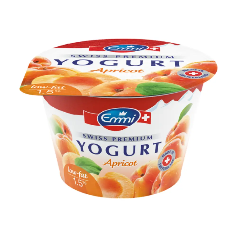 Sữa Chua Vị Mơ Ít Béo, Swiss Premium Yogurt, Apricot, 1.5% Fat (100g) - EMMI