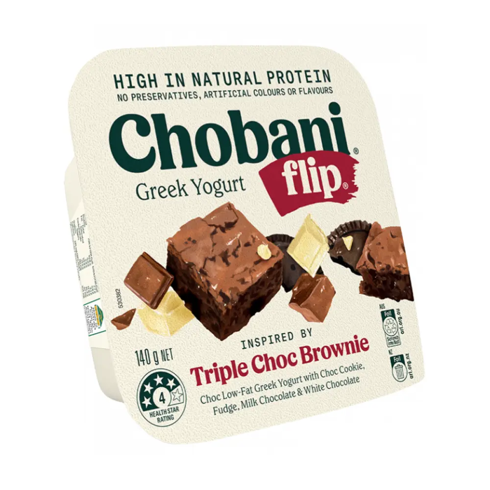 Sữa Chua Hy Lạp Socola Vị Brownie, Flip, Triple Choc Brownie, Choc Low-Fat Greek Yogurt (140g) - CHOBANI