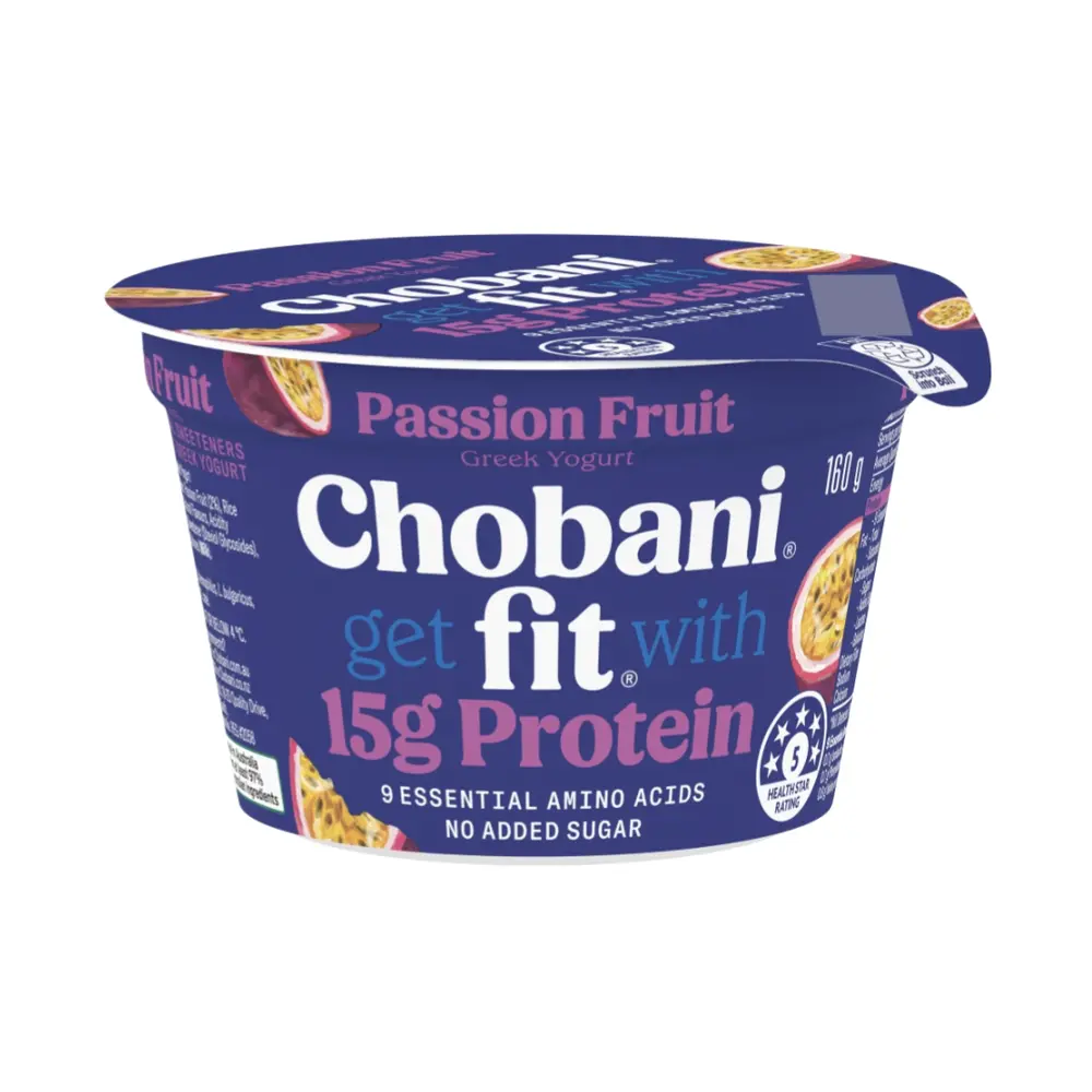 Sữa Chua Hy Lạp Chanh Dây, Fit, Passion Fruit Greek Yogurt, 15g Protein & No Added Sugar (160g) - CHOBANI