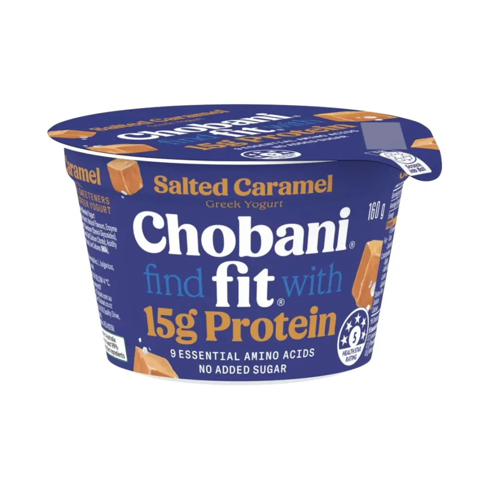 Sữa Chua Hy Lạp Caramen Muối, Fit, Salted Caramel Greek Yogurt, 15g Protein & No Added Sugar (160g) - CHOBANI