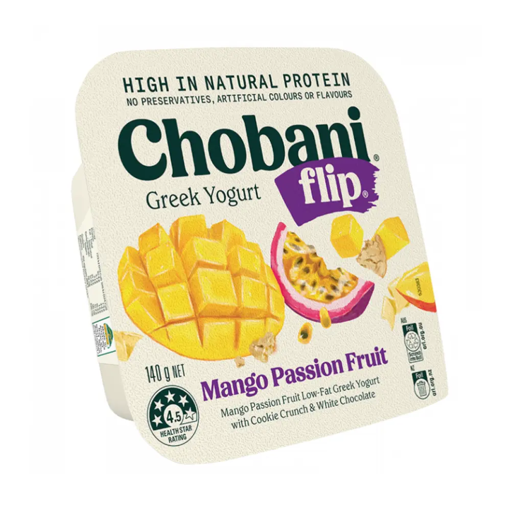 Sữa Chua Hy Lạp Vị Xoài Chanh Dây, Flip, Mango Passion Fruit, Mango Passion Fruit Low-Fat Greek Yogurt (140g) - CHOBANI