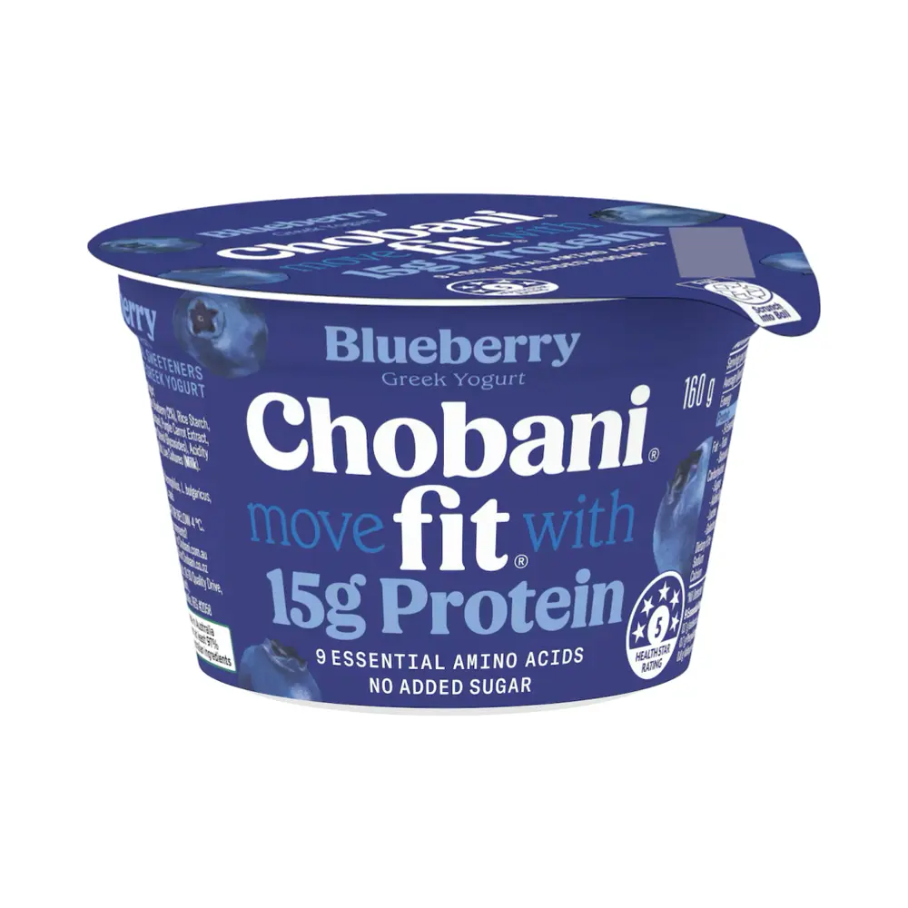 Sữa Chua Hy Lạp Việt Quất, Fit, Blueberry Greek Yogurt, 15g Protein & No Added Sugar (160g) - CHOBANI