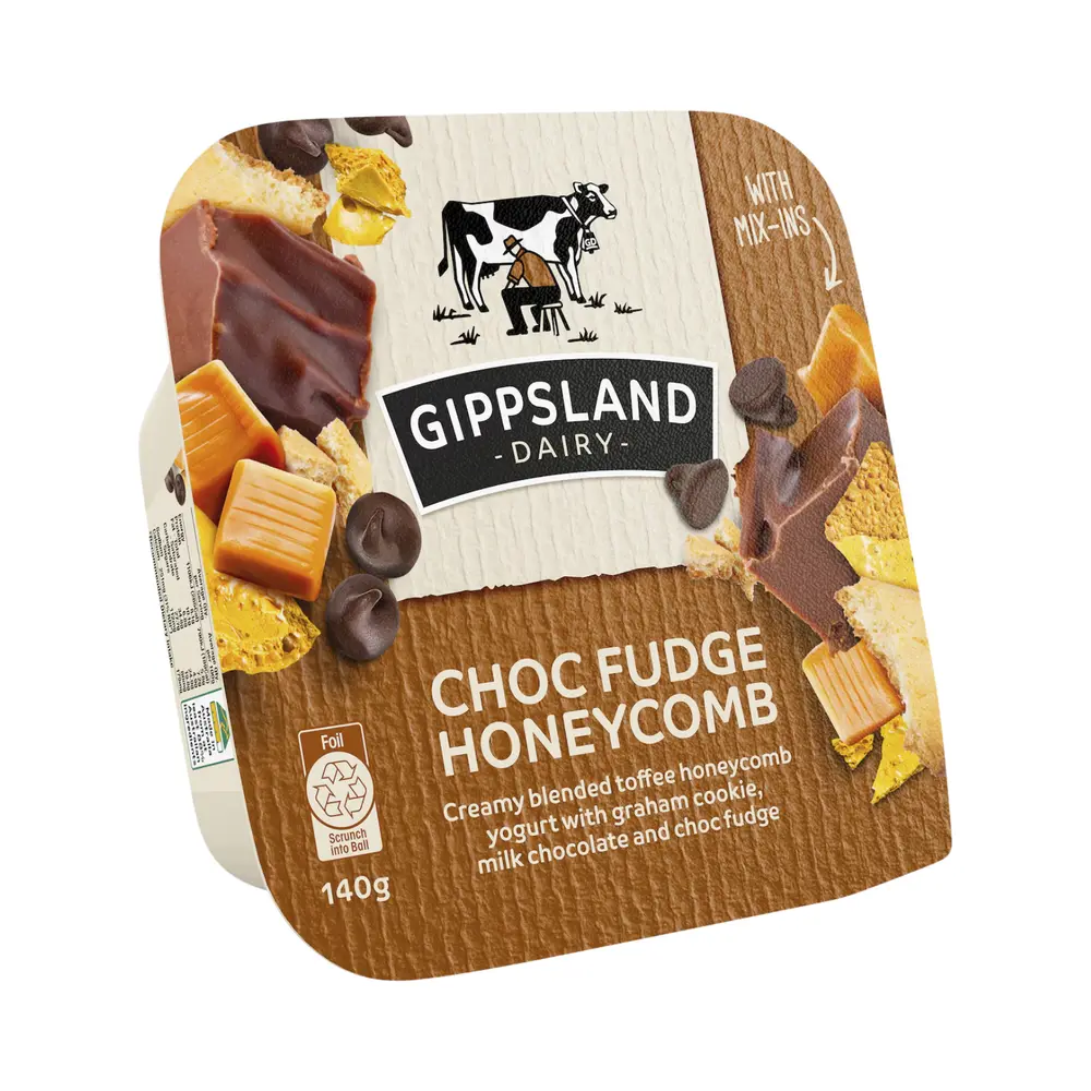 Sữa Chua Socola & Kẹo Tổ Ong, Choc Fudge Honeycomb Yogurt (140g) - GIPPSLAND DAIRY