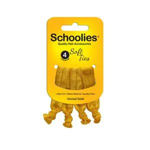 Dây Cột Tóc Nơ Xoắn Màu Vàng, Soft Ties, Unreal Gold, 4 Cái - SCHOOLIES
