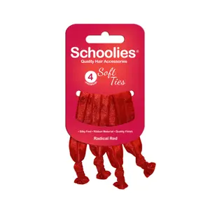 Dây Cột Tóc Nơ Xoắn Màu Đỏ, Soft Ties, Radical Red, 4 Cái - SCHOOLIES