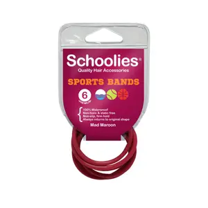 Dây Cột Tóc Thể Thao Màu Đỏ Đô, Sports Bands, Mad Maroon, 6 Cái - SCHOOLIES