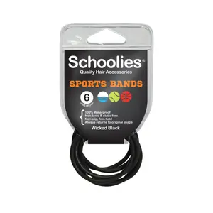 Dây Cột Tóc Thể Thao Màu Đen, Sports Bands, Wicked Black, 6 Cái - SCHOOLIES