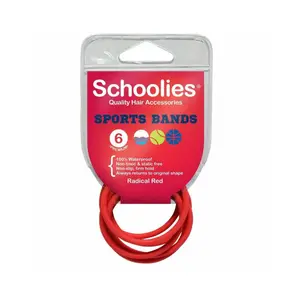 Dây Cột Tóc Thể Thao Màu Đỏ, Sports Bands, Radical Red, 6 Cái - SCHOOLIES