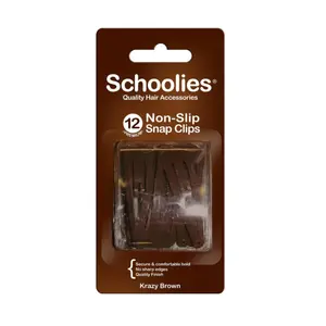 Kẹp Bấm Cài Tóc Màu Nâu, Non-Slip Snap Clips, Krazy Brown, 12 Cái - SCHOOLIES