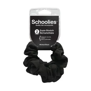Dây Cột Tóc Vải Màu Đen, Supa-Stretch Scrunchies, Wicked Black, 2 Cái - SCHOOLIES