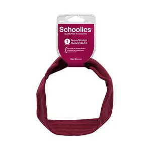 Băng Đô Vải Thun Màu Đỏ Đô, Supa-Stretch Head Band, Mad Maroon - SCHOOLIES