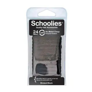 Dây Cột Tóc Màu Đen, No Metal Clasp Ponytail Holders, Small, Wicked Black, 24 Cái - SCHOOLIES
