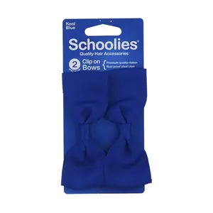 Kẹp Nơ Màu Xanh Dương, Clip On Bows, Kool Blue, 2 Cái - SCHOOLIES